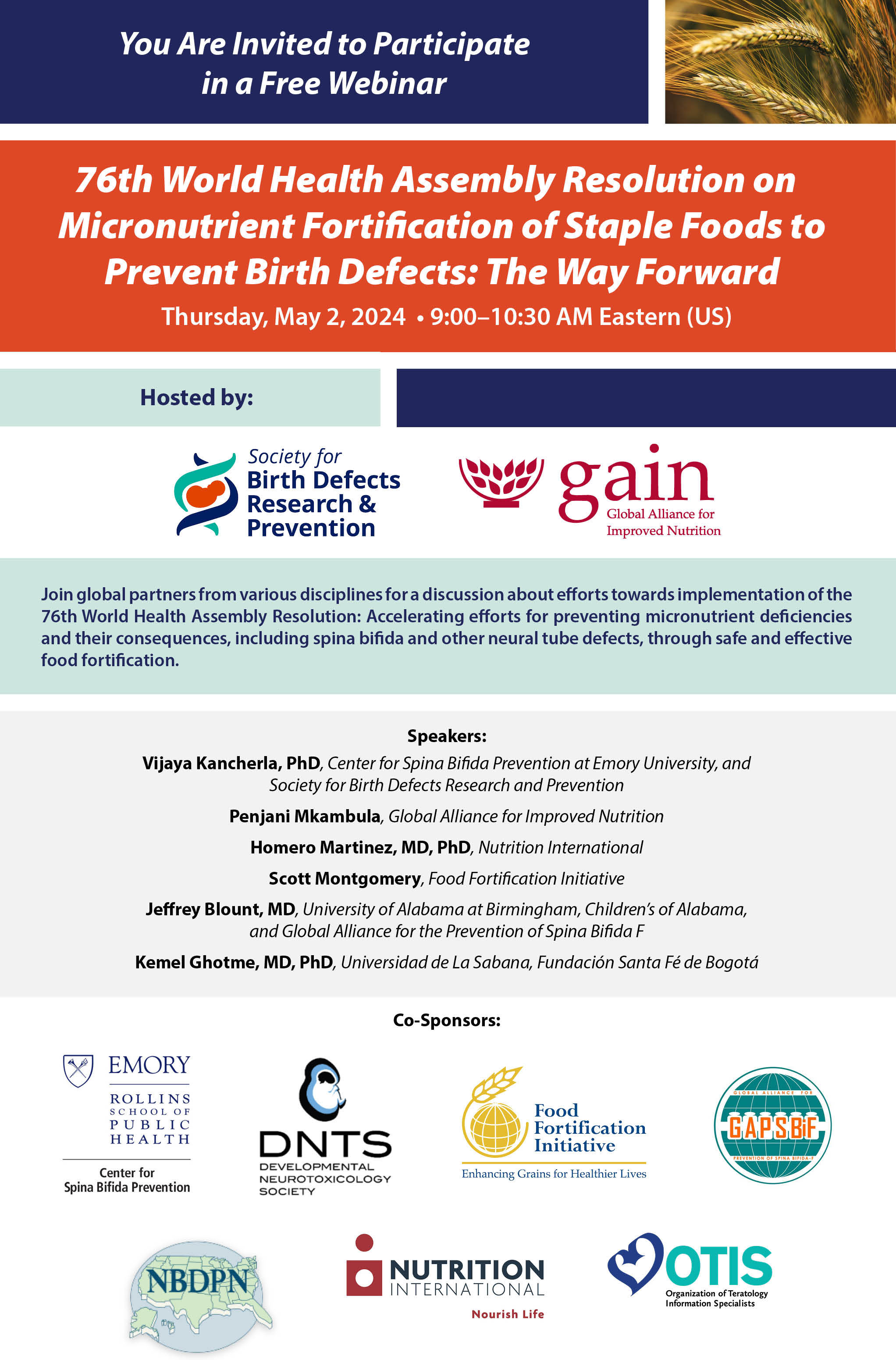 76th World Health Assembly Resolution on Micronutrient Fortification of Staple Foods to Prevent Birth Defects: The Way Forward